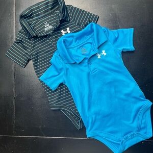 Under Armour Black and Blue Striped Baby Polo